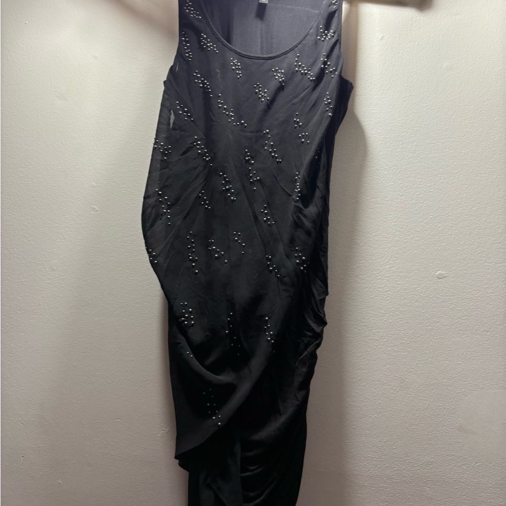 BCBGMaxAzria Black Asymmetrical Sheath Dress